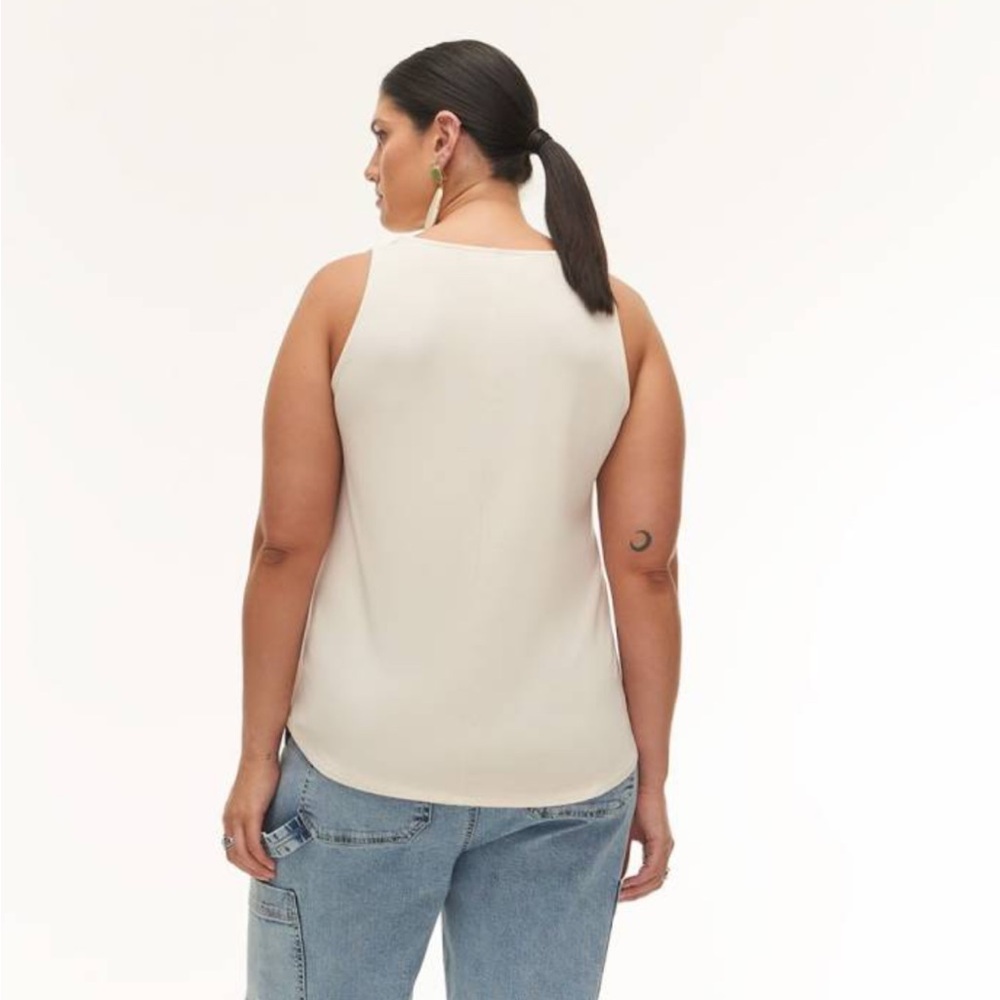 Addition Elle Cream Ribbed Knit Racer Back Cami - Picture 2 of 11